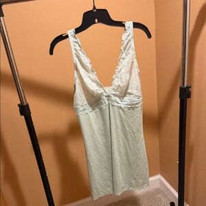 Gilligan & O'Malley Lace Trim Chemise in Light Green